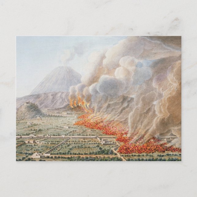 Carte Postale Vue d'une éruption du mont Vésuve qui a commencé l (Devant)