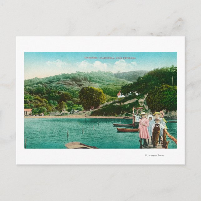 Carte Postale Vue d'une famille sur Lake DockInverness, CA (Devant)