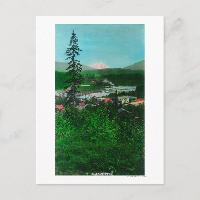 Carte Postale Vue éloignée du pic glaciaire et de la ville (Devant)