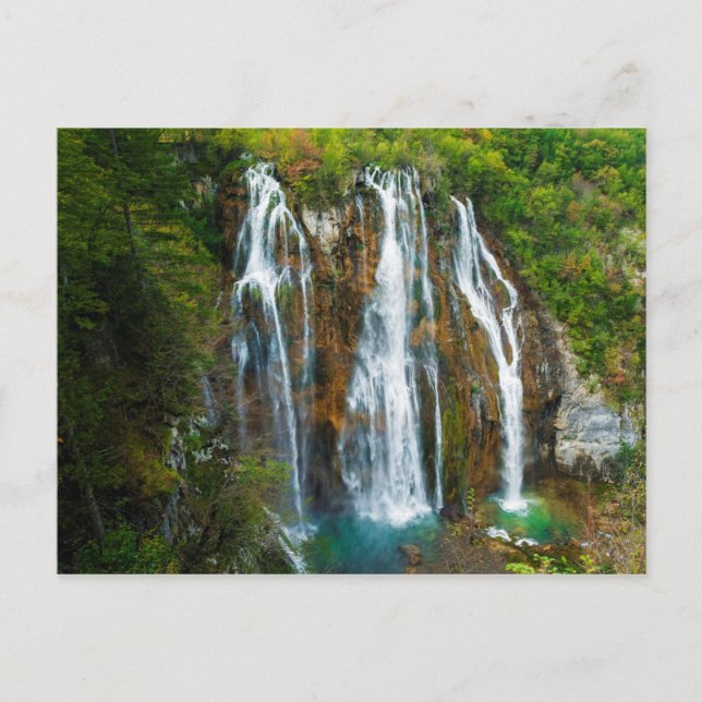 Carte Postale Vue en hauteur sur la cascade, Croatie (Devant)