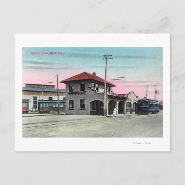 Carte Postale Vue extérieure du dépôt électrique Napa, CA (Devant)