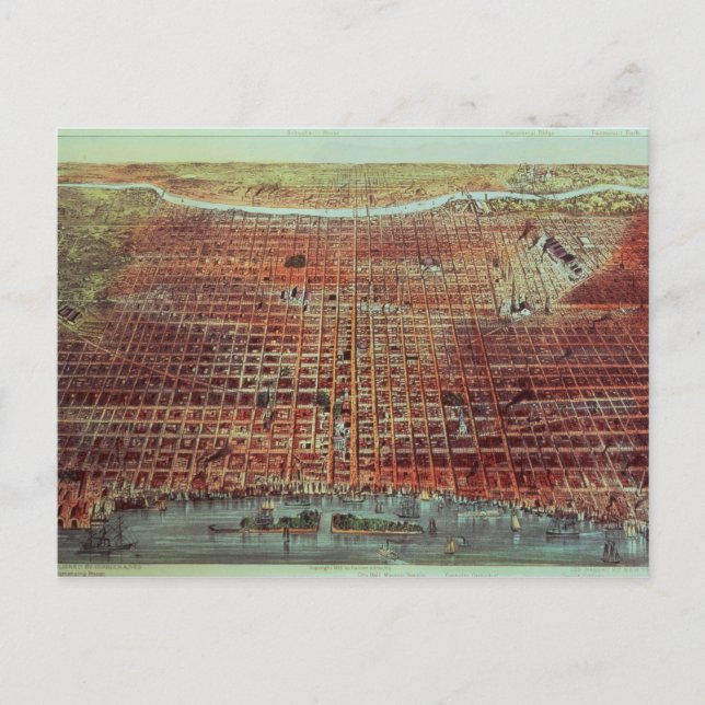 Carte Postale Vue générale de Philadelphie, 1875 (Devant)