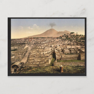 Carte Postale Vue générale et Vésuve, Pompéi, Italie vintage