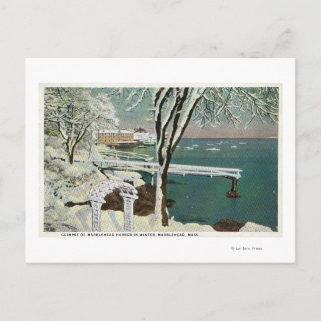 Carte Postale Vue hivernale du port de Marblehead (Devant)