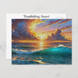 Carte Postale Vue imprenable Sunrise Sunrise Ocean Waves Beach V