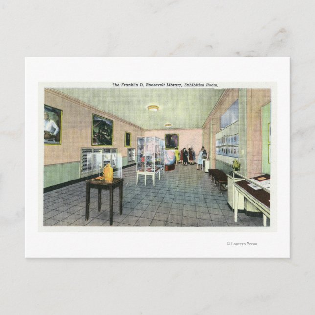 Carte Postale Vue intérieure de la bibliothèque FDR, exposition (Devant)