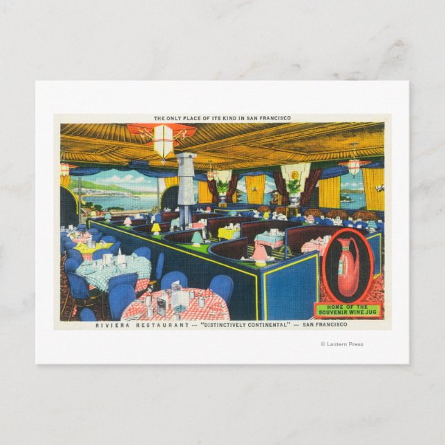 Carte Postale Vue intérieure du restaurant Riviera (Devant)