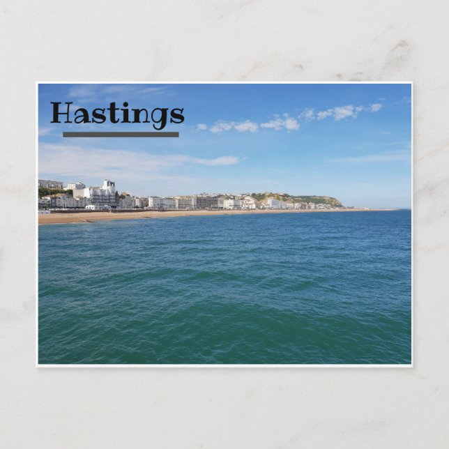 Carte Postale Vue le long de la plage d'Hastings (Devant)