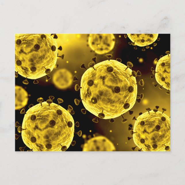 Carte Postale Vue microscopique de syndrôme respiratoire aigu (Devant)