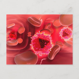 Carte Postale Vue Microscopique Du Virus Du VIH À L'Intérieur De
