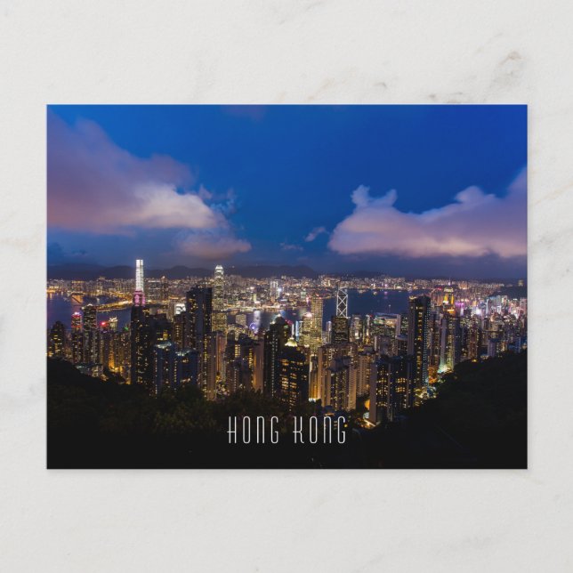 Carte Postale Vue nocturne de Hong Kong (Devant)