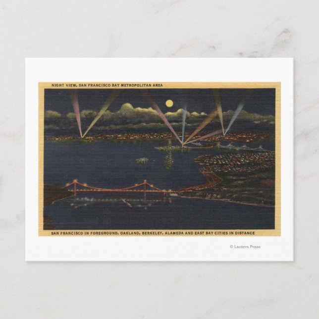 Carte Postale Vue nocturne de la région métropolitaine de Bay (Devant)