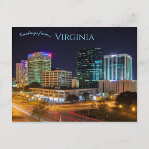 Carte Postale Vue nocturne de Norfolk Virginia