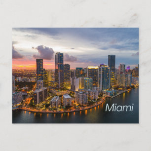 Carte Postale Vue nocturne du centre-ville de Miami, Floride 