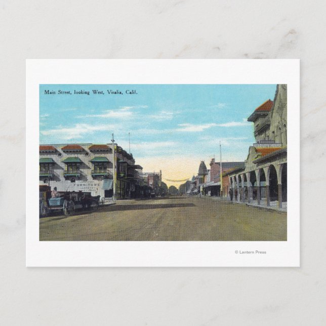 Carte Postale Vue occidentale de Main StreetVisalia, CA 2 (Devant)