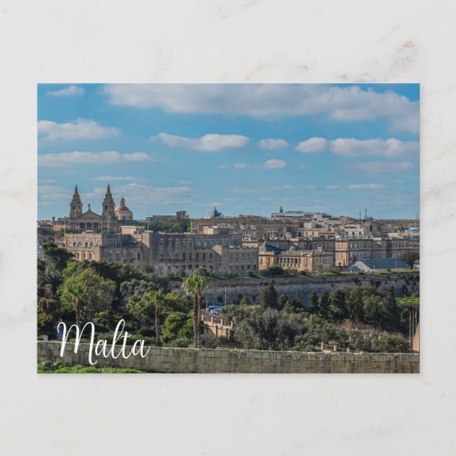 Carte Postale Vue panoramique sur la vieille ville de La Valette (Devant)