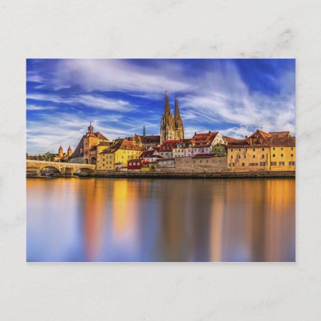 Carte Postale Vue pittoresque du fleuve Regensburg (Devant)