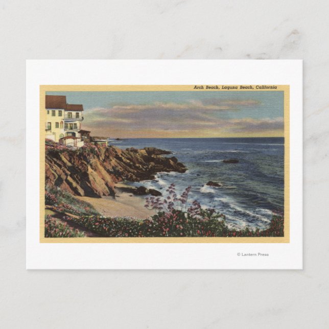 Carte Postale Vue sur Arch Beach avec Fleurs (Devant)