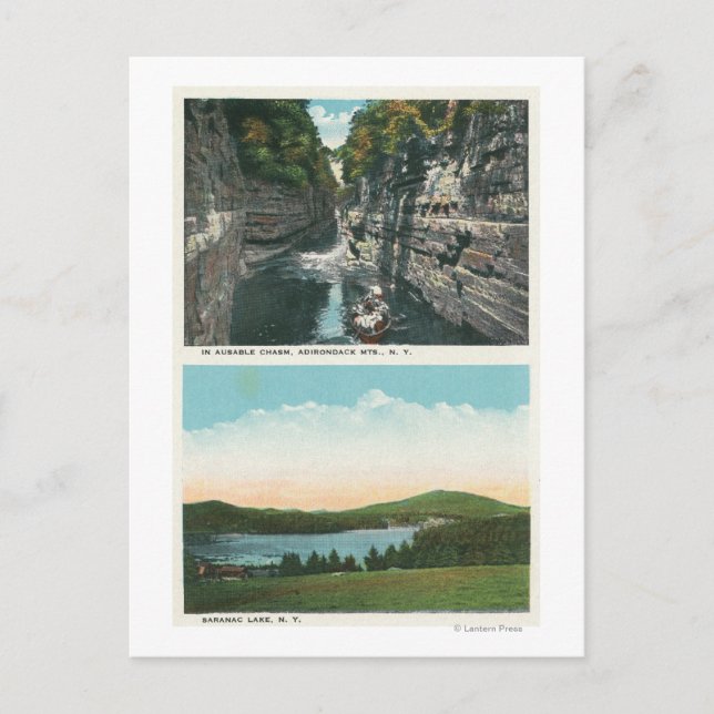 Carte Postale Vue sur Ausable Chasm et le lac Saranac (Devant)