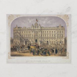Carte Postale Vue sur Buckingham Palace avec une foule à l'extér