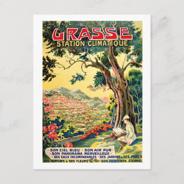 Carte Postale Vue sur Grasse Town, Été en France (Devant)