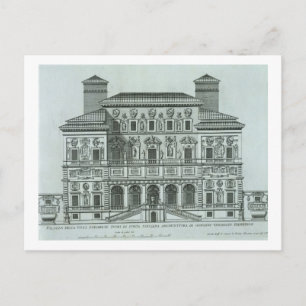 Carte Postale Vue sur la façade de Villa Borghese, Rome (engrave