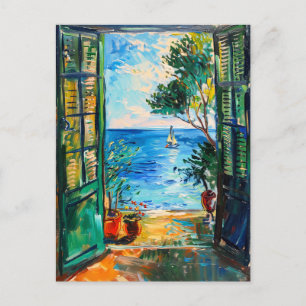 Carte Postale Vue sur la mer Méditerranée depuis la terrasse