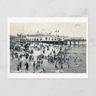 Carte Postale Vue sur la plage, Asbury Park, New Jersey Vintage