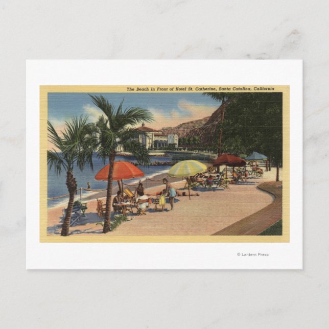 Carte Postale Vue sur la plage en face de l'hôtel St. Catherine (Devant)