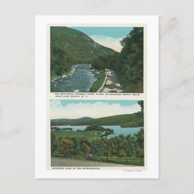 Carte Postale Vue sur la rivière Ausable et le lac Schroon (Devant)