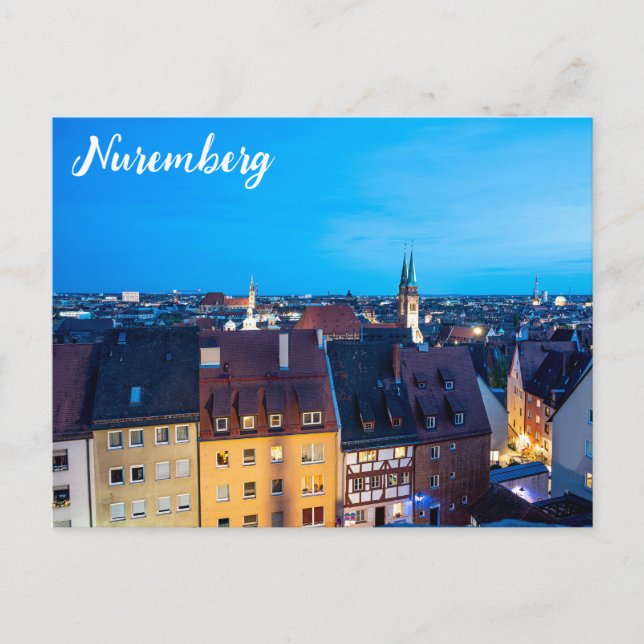 Carte Postale Vue sur la vieille ville de Nuremberg la nuit (Devant)