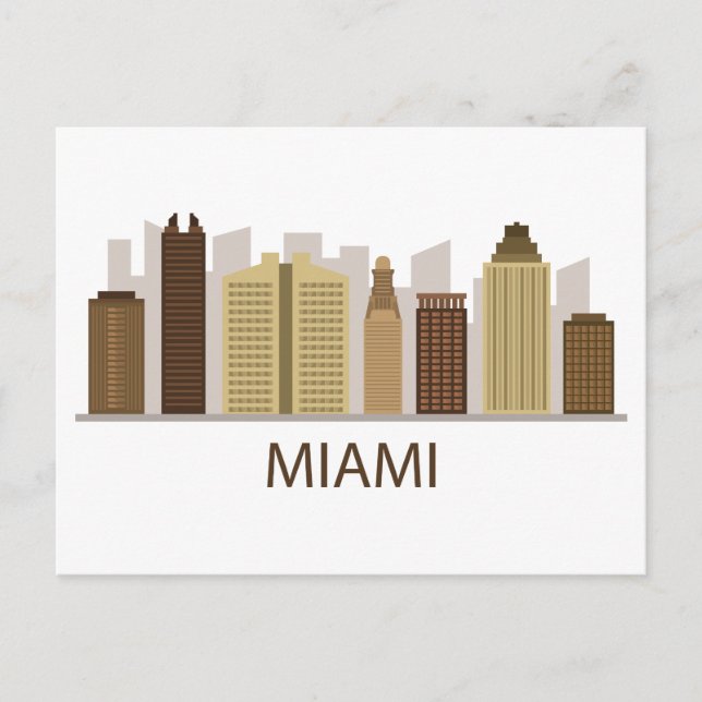 Carte Postale Vue sur la ville paysager | Miami, Floride (Devant)