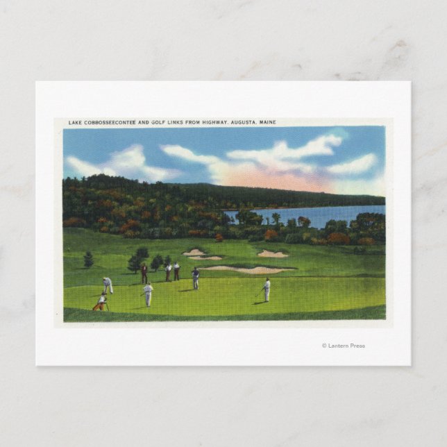 Carte Postale Vue sur le lac Cobbosseecontee et Golf Links (Devant)
