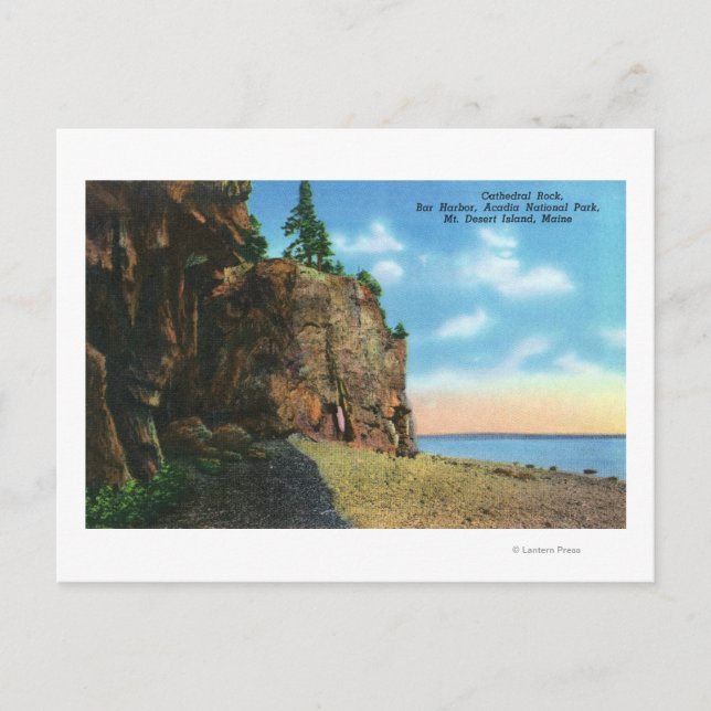 Carte Postale Vue sur le Rocher de la Cathédrale, Bar Harbour (Devant)