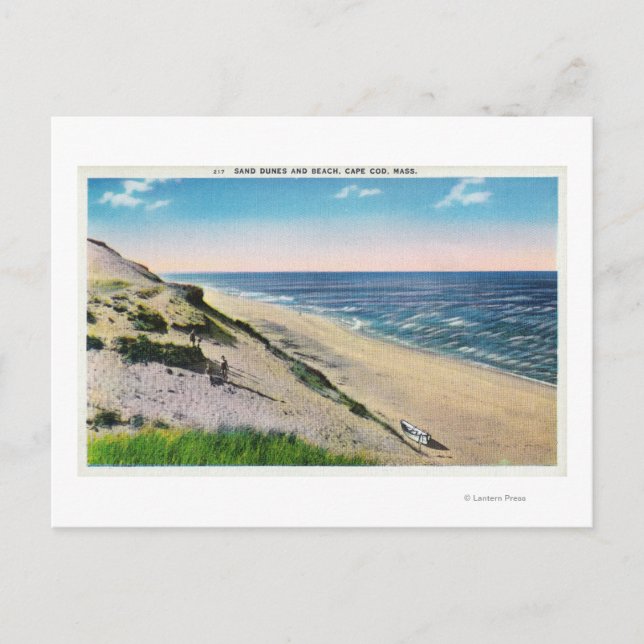 Carte Postale Vue sur les dunes de sable et la plage (Devant)