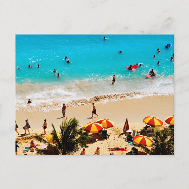 Carte Postale Vue surélevée de la scène de Waikiki Beach, Honolu (Devant)