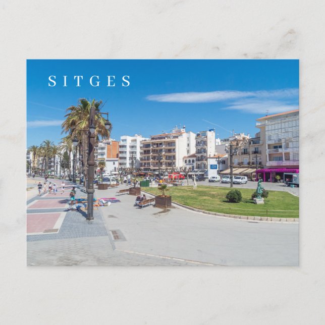 Carte postale vue ville de Sitges (Devant)