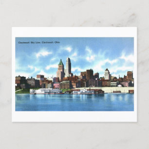 Carte Postale Vue vintage de Cincinnati, Ohio, Skyline