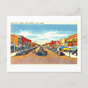 Carte Postale Vue vintage de Madison, Dakota du Sud,