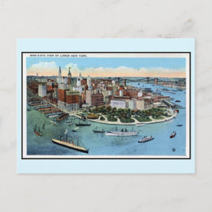 Carte Postale Vue vintage des yeux d'oiseaux de Lower New York
