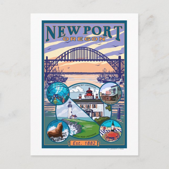 Carte Postale Vues sur la ville - Newport, Oregon (Devant)