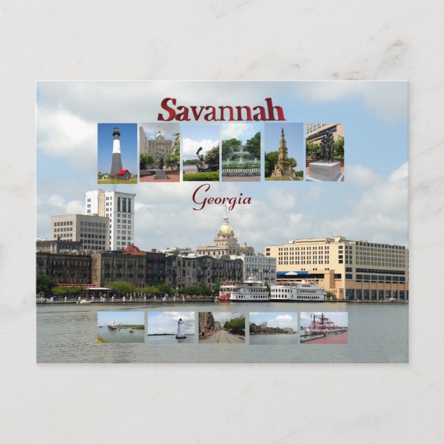 Carte Postale Vues sur Savannah Géorgie (Devant)