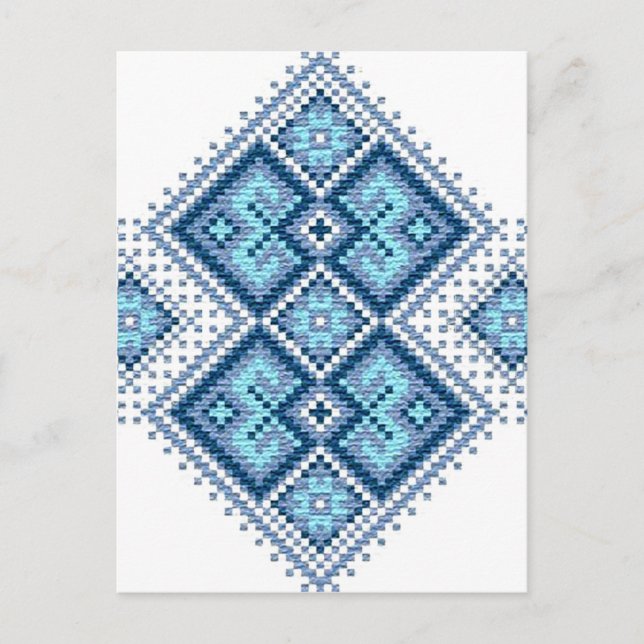 Carte Postale Vyshyvanka bleu ukrainien broderie (Devant)