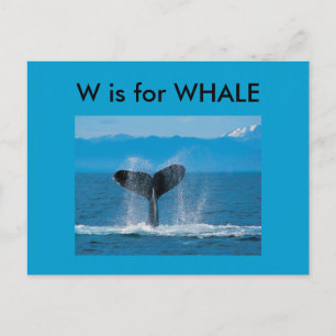 Carte Postale "W" est pour Whale Alphabet Flashcard