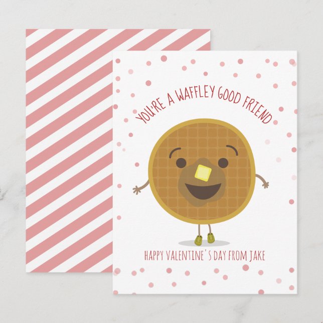 Carte Postale Waffley Good Friend Waffle Kid Classroom Valentine (Devant / Derrière)
