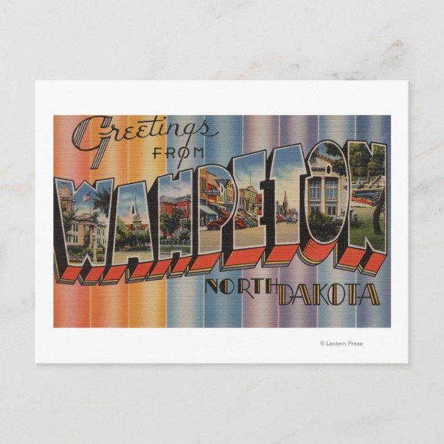 Carte Postale Wahpeton, Dakota du Nord - Scènes de grandes lettr (Devant)