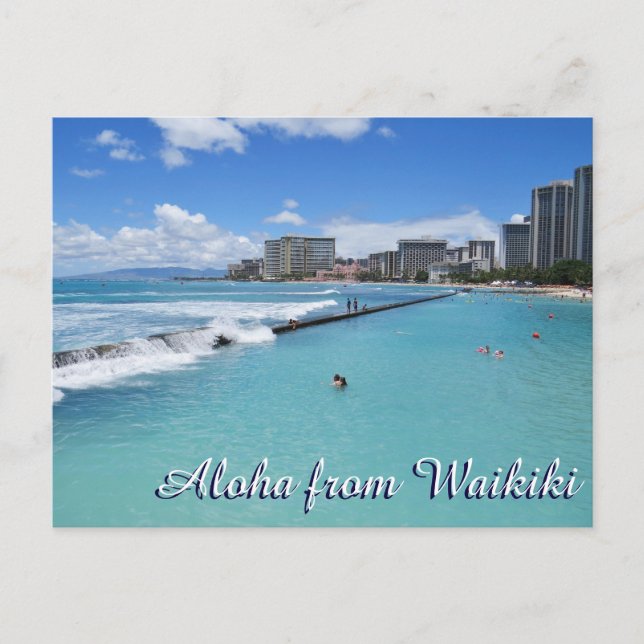 Carte Postale Waikiki Beach Honolulu Hawaii Océan Pacifique (Devant)