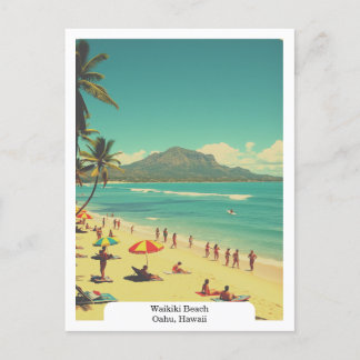 Carte Postale Waikiki Beach, Oahu, Hawaii Travel Vintage