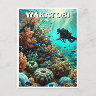 Carte Postale Wakatobi Indonésie Scuba Diver