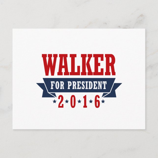 Carte Postale Walker Pour Président 2016 Carbone Certifié (Devant)